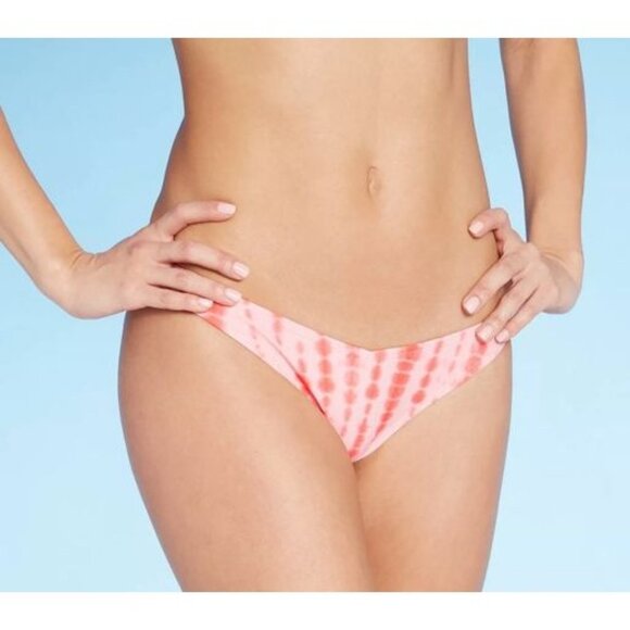 Women's Tie-Dye Bikini Bottoms - Coral Glow & White - Large - Picture 1 of 5